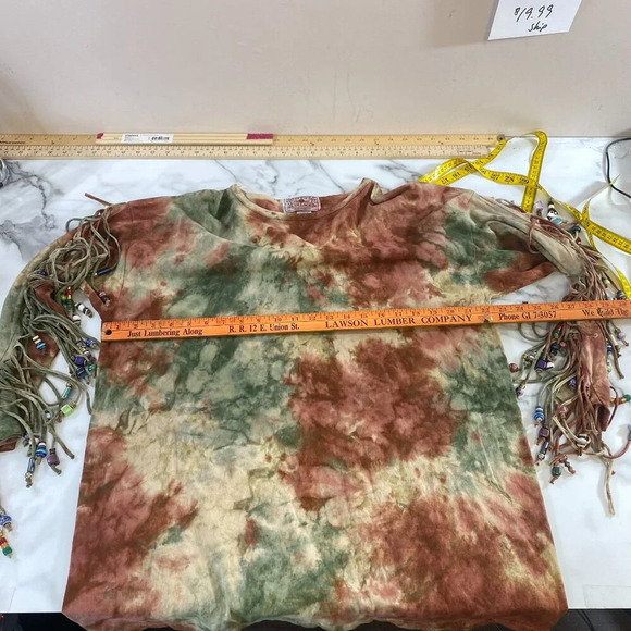 Fashion Collage Fringe Top‎ & Pull-on Pants Set OSFM Red Tie Dye Beaded Hippie - Picture 14 of 16